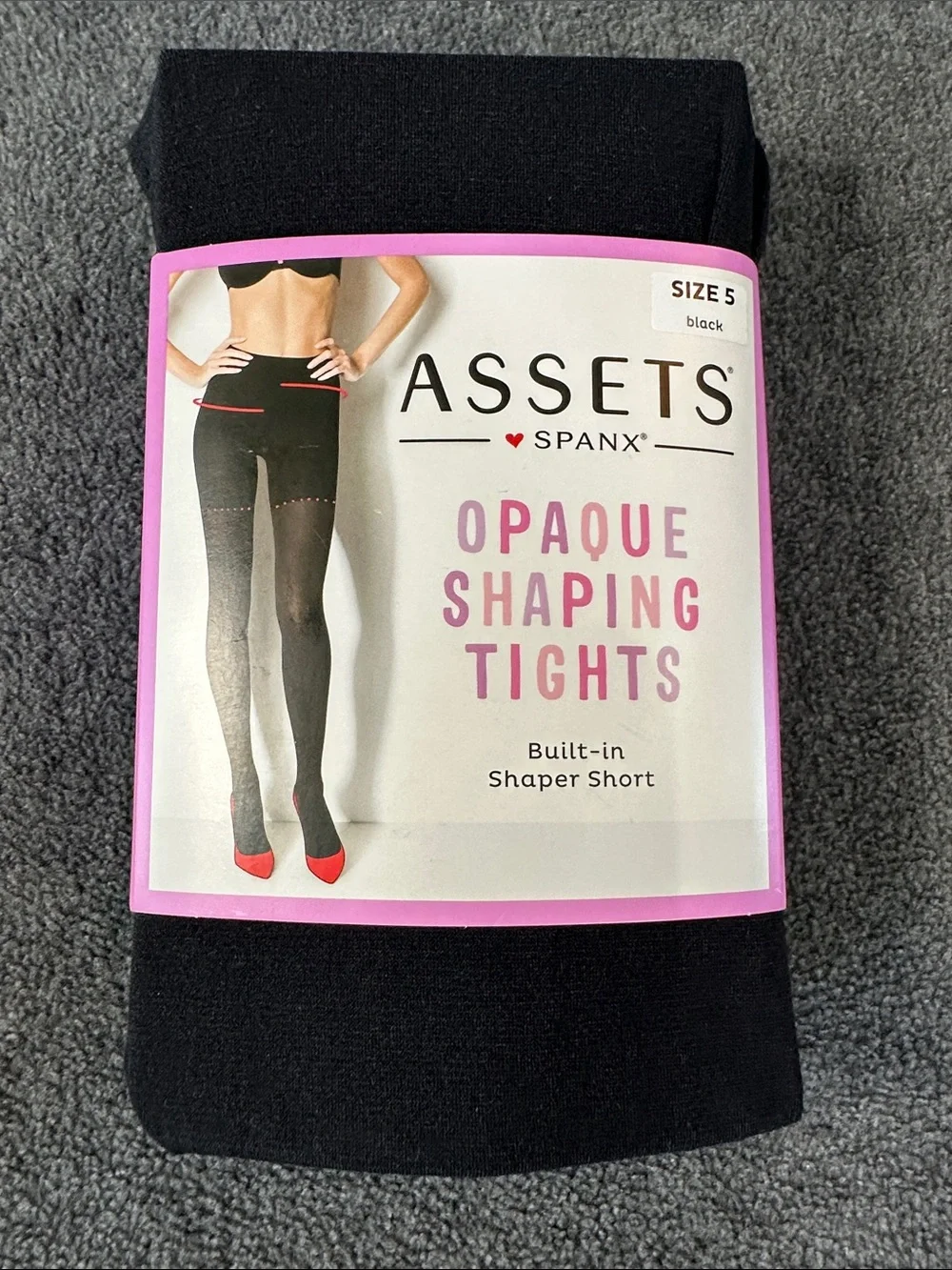 ASSETS by Spanx Black Opaque Shaping Tights NWT (Sz 5)